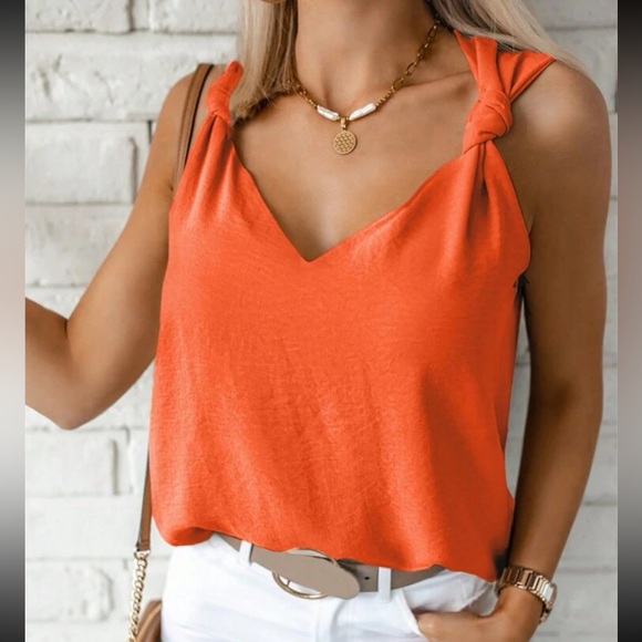 Classic Elegant Knot Shoulder Cami Tank Top Blouse Shirt - Picture 10 of 12